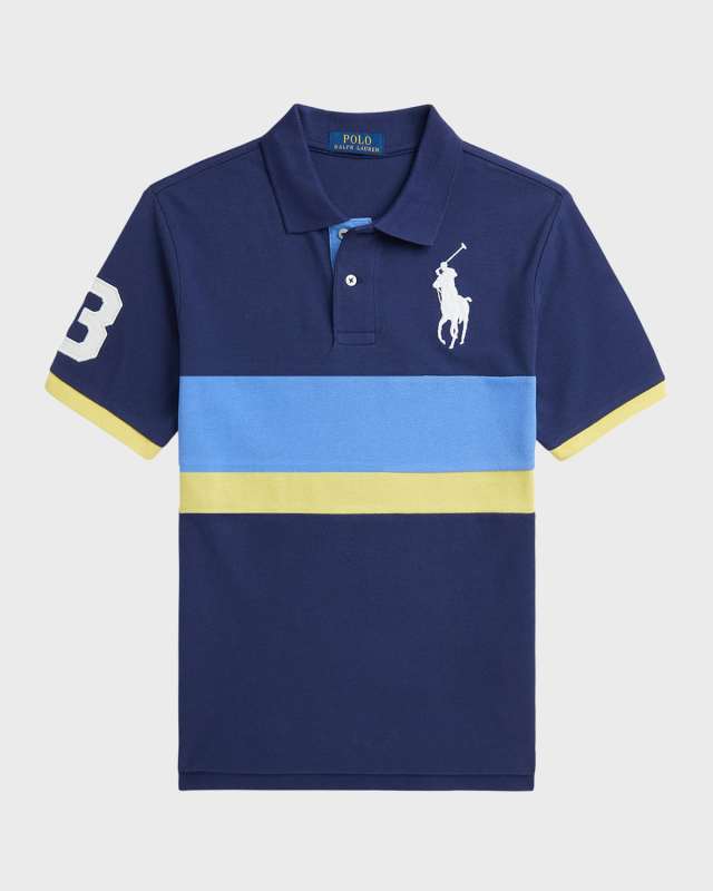 Boy's Big Pony Short-Sleeve Cotton Mesh Polo Shirt, Size S-
